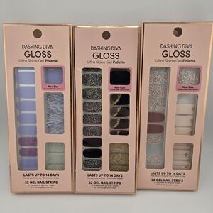Lot Of 3 Dashing Diva Gloss Ultra Shine Gel Nail Palettes
